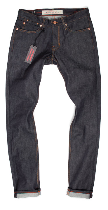 Slim tapered raw denim Hope Street American made jeans