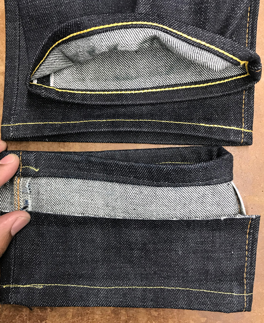 Repair do-it-yourself & tailors jeans hemming mistakes