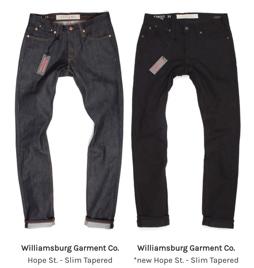 Compare men's slim tapered fits old vs. new Hope Street