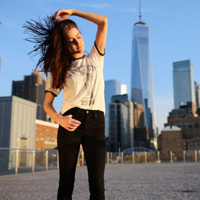 Emma Sousa of @avintagevice in Williamsburg Black high-waisted jeans - Brooklyn