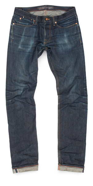 Un-washed stretch selvedge aged raw denim jeans