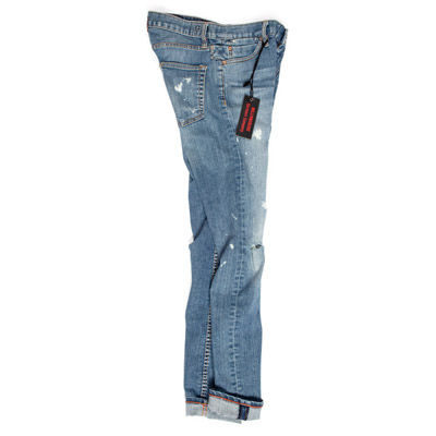 Men's light blue distressed skinny jeans