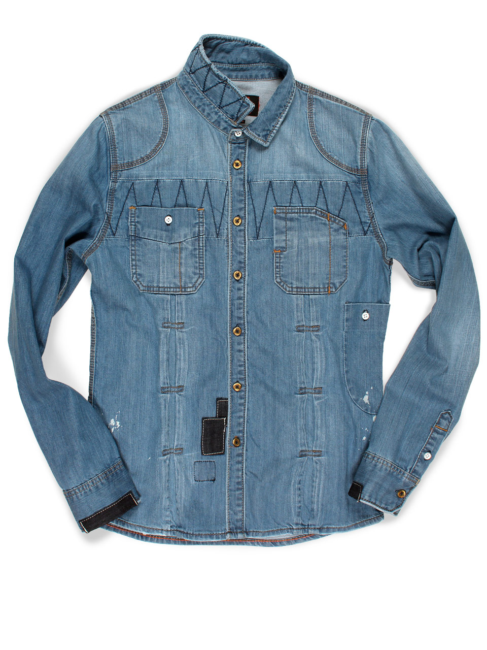 mens light wash denim shirt