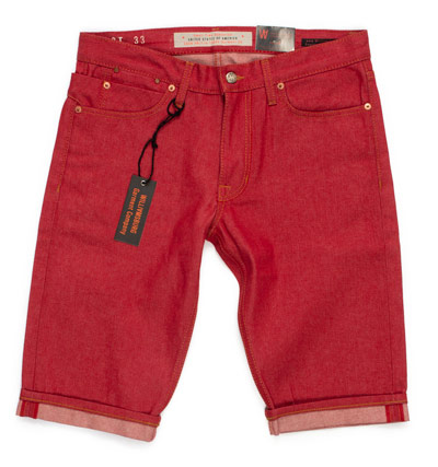 Shop mens red denim jean shorts for summer